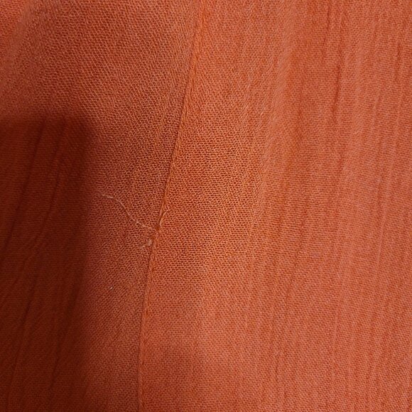 Moon Orchid Crochet Top Blouse 3/4 Flare Sleeve Pleated V-Neck Orange Size Small - Picture 5 of 10